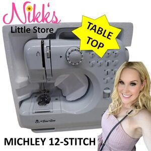 Michley LSS-505+ Desktop 12-Stitch Sewing Machine, White [$92 New] Open Box
